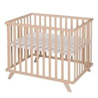 Babybox - ROBA - 75 x 100 cm - Inclusief grijze speelmat 'Lil Planet' - Natuurlijk hout - thumbnail