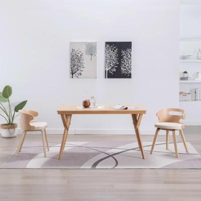 Eetkamerstoelen 2 st gebogen hout en kunstleer crèmekleurig