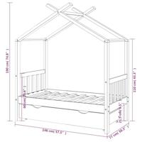 Kinderbedframe met lade massief grenenhout 70x140 cm wit - thumbnail