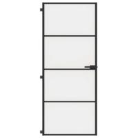 VidaXL Binnendeur smal 83x201,5 cm gehard glas en aluminium zwart - thumbnail