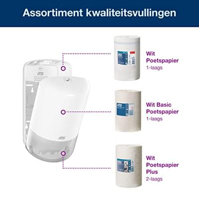 Poetspapierdispenser tork m1 elevation klein wit Poetspapierdispenser tork m1 elevation klein wit