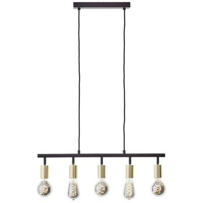 Brilliant 5-lichts hanglamp Tiffany zwart met goud 99684/78