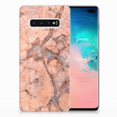 Samsung Galaxy S10 Plus | TPU | Siliconen hoesje | Marmer Oranje Samsung Galaxy S10 Plus | TPU | Siliconen hoesje | Marmer Oranje