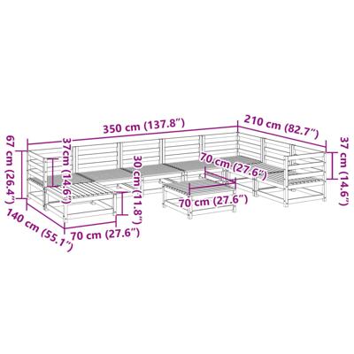 9-delige Loungeset massief grenenhout