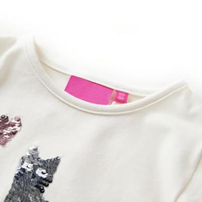 Kindershirt met lange mouwen pailletten kat 116 ecru