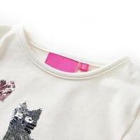 Kindershirt met lange mouwen pailletten kat 116 ecru - thumbnail