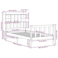 Bed met boekenkast zonder matras grenenhout wit 75x190 cm - thumbnail