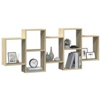 Wandschap 159x18x65 cm bewerkt hout sonoma eikenkleurig - thumbnail
