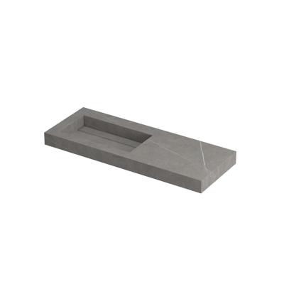 INK Pitch Wastafel Keramische Slab Links met Drain en Front en Side Skirts Zonder Kraangat - 1200x450x90 mm - Armani Grey Mat