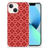 iPhone 13 Doorzichtige Silicone Hoesje Batik Rood - thumbnail