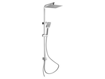 SILVER RAIN hoofddouche set, chroom ultra-dunne, lasergelaste wellness-hoofddouche, 25 x 25 cm volledig verchroomde handdouche met en met Push-Button metalen douchestang in hoogte verstelbaar, c
