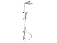 SILVER RAIN hoofddouche set, chroom ultra-dunne, lasergelaste wellness-hoofddouche, 25 x 25 cm volledig verchroomde handdouche met en met Push-Button metalen douchestang in hoogte verstelbaar, c - thumbnail