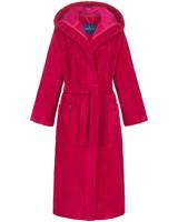 Morgenstern Morgenstern damesbadjas met capuchon Geena 2 kirschrot Maat L - thumbnail