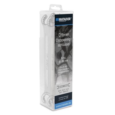 Matador Schraubwerkzeuge 02519050 Dubbele open ringsleutel 5-delig Sleutelbreedte (metrisch) 8 - 22 mm Matador Schraubwerkzeuge 02519050 Dubbele open ringsleutel 5-delig Sleutelbreedte (metrisch) 8 - 22 mm