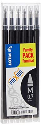 6 Vullingen voor Pilot FriXion Ball & Clicker zwart M 0,7 mm 6 Vullingen voor Pilot FriXion Ball & Clicker zwart M 0,7 mm