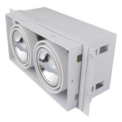 Wit armatuur inbouw 2-voudig voor LED spot 2xAR70 draaibaar en kantelbaar zichtbare rand