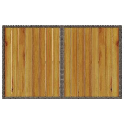 Tuintafel met houten blad 110x68x70 cm poly rattan grijs - thumbnail