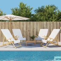 VidaXL Strandhanddoeken 4 st 400 g/m² 60x135 cm stof wit - thumbnail