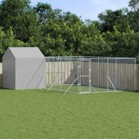 Hondenkennel met dak 6x6x2,5 m gegalvaniseerd staal zilver - thumbnail