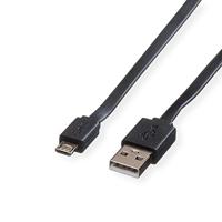 ROLINE USB 2.0 kabel, USB A M - Micro USB B M, zwart, 1 m - thumbnail