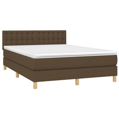Boxspring met matras stof donkerbruin 140x200 cm - thumbnail
