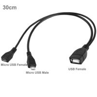 Micro USB mannetje + vrouwtje naar USB 2.0 A vrouwtje kabel met OTG functie Lengte: 30cm - thumbnail