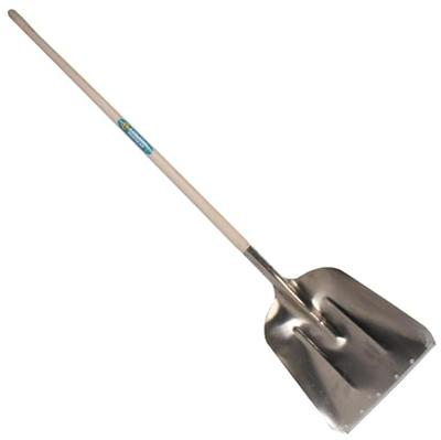 Schop 35 cm aluminium met slijtstrip en houten steel 135 cm