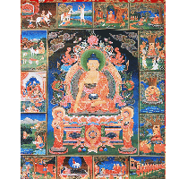 Thangka Reproductie - Boeddha's Levensverhaal - thumbnail