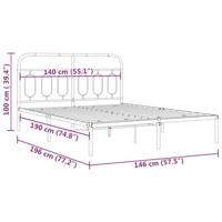 Bedframe met hoofdbord metaal zwart 140x190 cm - thumbnail
