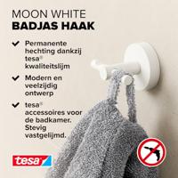 tesa Jashaak 40574-00000-00 MOON WHITE Aantal haken: 2 (b x h x d) 50 x 53 x 65 mm Metaal Wit (mat) 1 stuk(s) - thumbnail