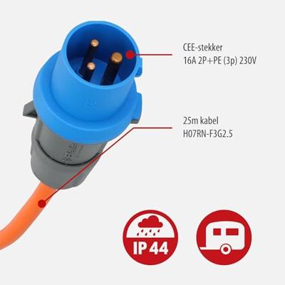Brennenstuhl CEE verlengsnoer IP44 voor Camping/Maritime 25m oranje H07RN-F 3G2,5 CEE-stekker, haakse koppeling 2 - 1167650525 - thumbnail