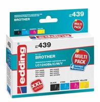 Edding Inktcartridge vervangt Brother LC-1240BK, LC-1240C, LC-1240M, LC-1240Y Compatibel Combipack Kleur EDD-439 18-439 - thumbnail