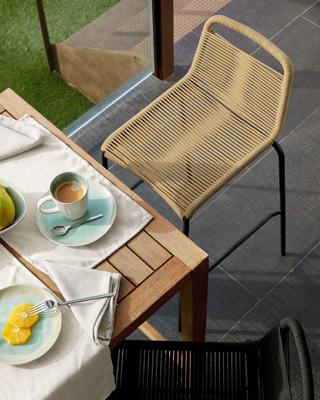 Kave Home Outdoor Barkruk 'Lambton' kleur Zwart (zithoogte 74cm)