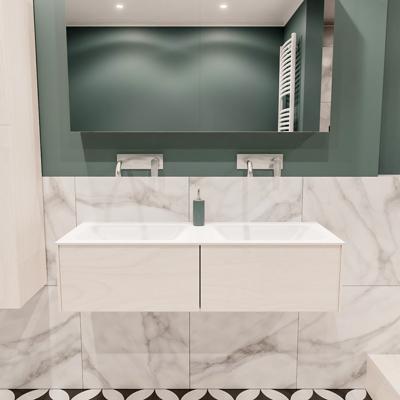 Mondiaz Lush Cloud badmeubel underlayment 120 cm 2 lades solid surface dubbele spoelbak zonder kraangat