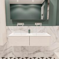 Mondiaz Lush Cloud badmeubel underlayment 120 cm 2 lades solid surface dubbele spoelbak zonder kraangat - thumbnail