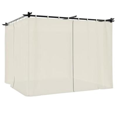 VidaXL Prieel met gordijnen 3x3 m staal crèmekleurig