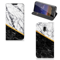Nokia 2.2 | Standcase | Marmer Wit Zwart - Origineel Cadeau Man - thumbnail