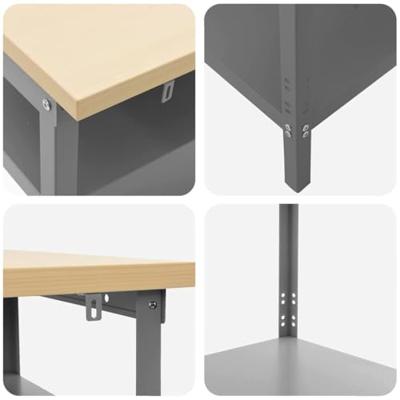 Werkbankset met plank 2 pcs Beige en Grijs 200 x 55 x 85 cm