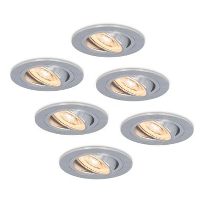 Set van 6 Chandler LED inbouwspots - 6W 570lm - GU10 LED Module - 2700K warm wit - Dimbaar - Kantelbaar - IP20 Voor binnen - RVS