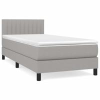 Boxspring met matras stof lichtgrijs 140x190 cm - thumbnail