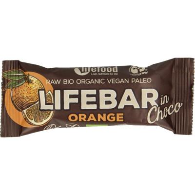 Lifefood Lifebar inchoco sinaasappel bio raw 40 Gram