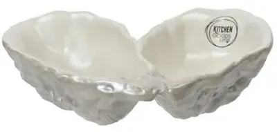 Decoris schaal steen parel 12.9x17.7x4.7cm wit