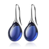 LGT JWLS Druppel Oorbellen voor Dames - Zilverkleurig met Blauwe Zirkonia Druppelstenen - thumbnail