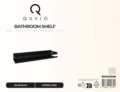 QUVIO Badkamerplank - 40 cm - Metaal - Zwart