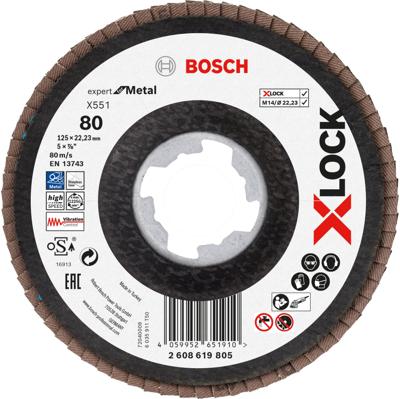 Bosch Accessoires Lamellenschijf X551 125mm G80 Fiber schuin X-LOCK - 2608619805