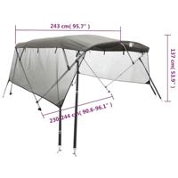 VidaXL Biminitop 4 bogen met mesh zijwanden 243x(230-244)x137 cm - thumbnail
