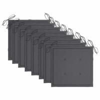 Tuinstoelen 8 st met kussens massief teakhout - thumbnail