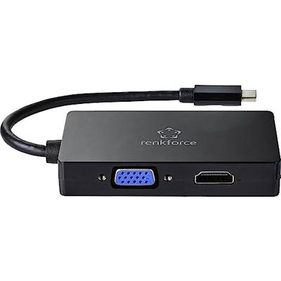 Renkforce RF-4633066 USB-C / HDMI / DVI / VGA Adapter [1x USB-C stekker - 1x VGA-bus, HDMI-bus, DVI-bus 24+5-polig] Zwart