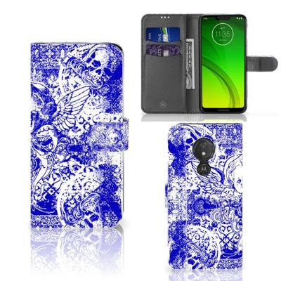 Telefoonhoesje met Naam Motorola Moto G7 Power Angel Skull Blauw Telefoonhoesje met Naam Motorola Moto G7 Power Angel Skull Blauw