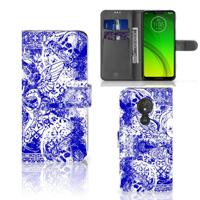 Telefoonhoesje met Naam Motorola Moto G7 Power Angel Skull Blauw - thumbnail